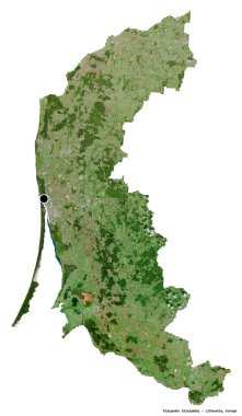 Litvanya 'nın başkenti Klaipedos' un beyaz arka planda izole edilmiş hali. Uydu görüntüleri. 3B görüntüleme