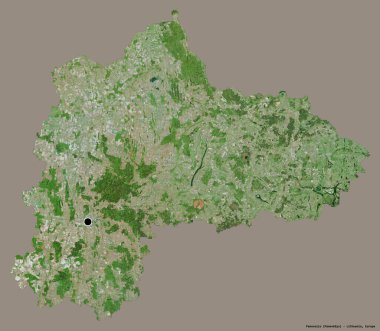 Litvanya 'nın Panevezio ilçesinin başkenti, koyu renk arka planda izole edilmiştir. Uydu görüntüleri. 3B görüntüleme