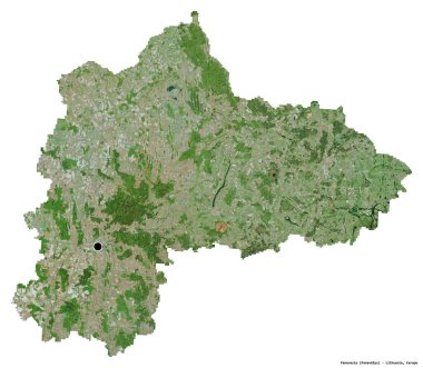 Litvanya 'nın Panevezio ilçesinin başkenti beyaz arka planda izole edilmiştir. Uydu görüntüleri. 3B görüntüleme