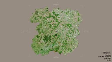 Litvanya 'nın Siauliai bölgesindeki bir sınır kutusunda sağlam bir arka planda izole edilmiş. Etiketler. Uydu görüntüleri. 3B görüntüleme