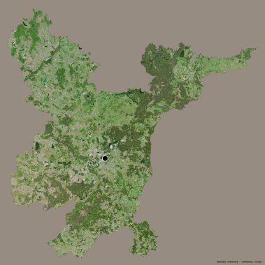 Litvanya 'nın Vilniaus ilçesi, başkenti koyu renk arka planda izole edilmiştir. Uydu görüntüleri. 3B görüntüleme