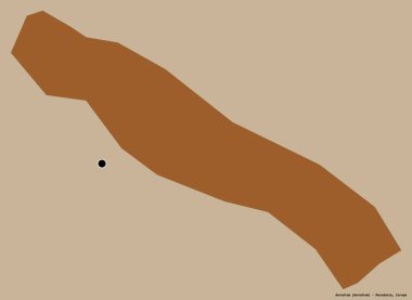 Makedonya Belediyesi Aerodrom 'un şekli, sermayesi katı renk arka planında izole edilmiş. Desenli dokuların bileşimi. 3B görüntüleme