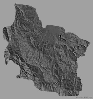 Makedonya 'nın Berovo belediyesi, başkenti sağlam bir renk zeminine sahip. Çift seviyeli yükseklik haritası. 3B görüntüleme