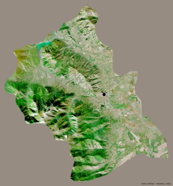 Makedonya 'nın Bitola belediyesi, başkenti katı bir renk zeminine sahip. Uydu görüntüleri. 3B görüntüleme