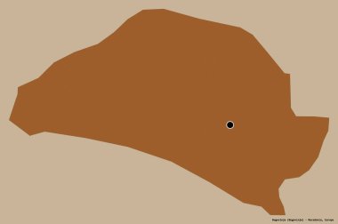 Makedonya 'nın Bogovinje belediyesi, başkenti sağlam bir renk zeminine sahip. Desenli dokuların bileşimi. 3B görüntüleme