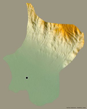 Makedonya 'nın Bosilovo belediyesi, başkenti sağlam bir renk zeminine sahip. Topografik yardım haritası. 3B görüntüleme