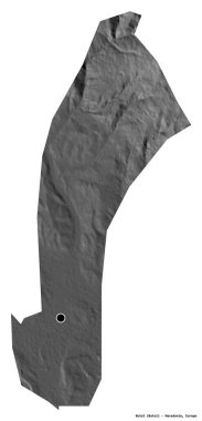 Makedonya 'nın Butel belediyesi, başkenti beyaz arka planda izole edilmiş durumda. Çift seviyeli yükseklik haritası. 3B görüntüleme