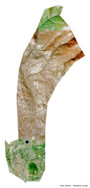 Makedonya 'nın Butel belediyesi, başkenti beyaz arka planda izole edilmiş durumda. Uydu görüntüleri. 3B görüntüleme