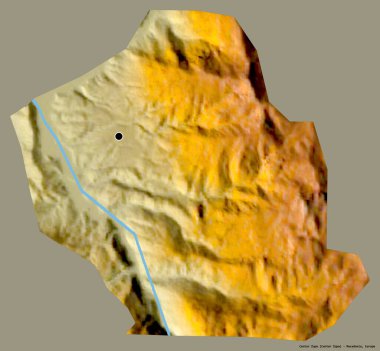 Makedonya belediyesi Centar Zupa 'nın başkenti, koyu renk arka planda izole edilmiş. Topografik yardım haritası. 3B görüntüleme