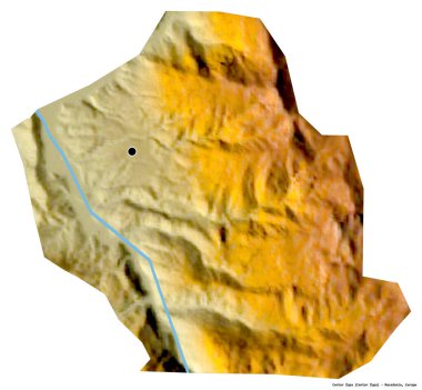 Makedonya 'nın başkenti Centar Zupa' nın beyaz arka planda izole edilmiş şekli. Topografik yardım haritası. 3B görüntüleme