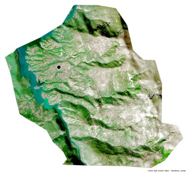 Makedonya 'nın başkenti Centar Zupa' nın beyaz arka planda izole edilmiş şekli. Uydu görüntüleri. 3B görüntüleme