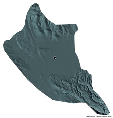 Makedonya Belediyesi Cesinovo-Oblesevo 'nun beyaz arka planda bulunan başkenti. Renkli yükseklik haritası. 3B görüntüleme