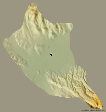 Makedonya Belediyesi Cesinovo-Oblesevo 'nun başkenti sağlam bir renk arkaplanına sahip. Topografik yardım haritası. 3B görüntüleme