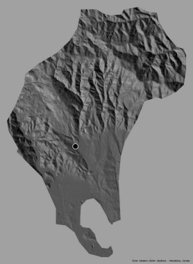 Makedonya Belediyesi 'ndeki Cucer Sandevo' nun şekli, sermayesi sağlam bir renk arkaplanına sahip. Çift seviyeli yükseklik haritası. 3B görüntüleme