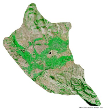 Makedonya Belediyesi Cesinovo-Oblesevo 'nun beyaz arka planda bulunan başkenti. Uydu görüntüleri. 3B görüntüleme