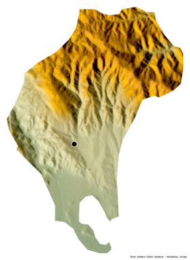 Makedonya 'nın başkenti Cucer Sandevo' nun beyaz arka planda izole edilmiş şekli. Topografik yardım haritası. 3B görüntüleme