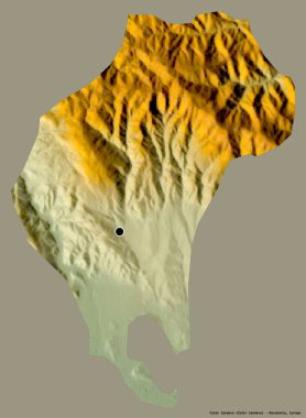 Makedonya Belediyesi 'ndeki Cucer Sandevo' nun şekli, sermayesi sağlam bir renk arkaplanına sahip. Topografik yardım haritası. 3B görüntüleme