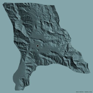 Makedonya Belediyesi Debarca 'nın şekli, sermayesi katı renk arka planında izole edilmiş. Renkli yükseklik haritası. 3B görüntüleme