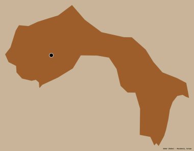 Makedonya 'nın başkenti sağlam bir arkaplan üzerinde izole edilmiş olan Debar' ın şekli. Desenli dokuların bileşimi. 3B görüntüleme