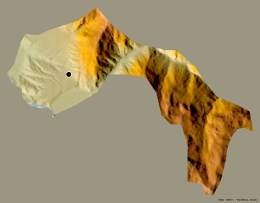 Makedonya 'nın başkenti sağlam bir arkaplan üzerinde izole edilmiş olan Debar' ın şekli. Topografik yardım haritası. 3B görüntüleme
