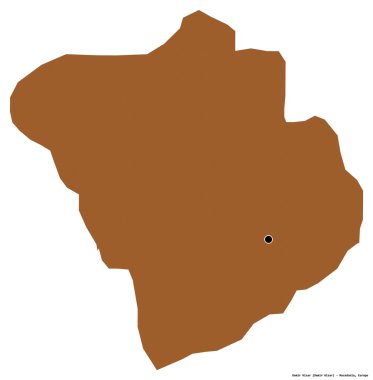 Makedonya 'nın Demir Hisar belediyesi, başkenti beyaz arka planda izole edilmiş durumda. Desenli dokuların bileşimi. 3B görüntüleme