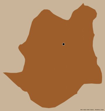 Makedonya Belediyesi Demir Kapı 'nın şekli, sermayesi katı renk arka planında izole edilmiş. Desenli dokuların bileşimi. 3B görüntüleme