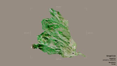 Makedonya 'nın Gevgelija belediyesi, jeoreferatlı bir sınır kutusunda sağlam bir zemin üzerinde izole edilmiş durumda. Etiketler. Uydu görüntüleri. 3B görüntüleme