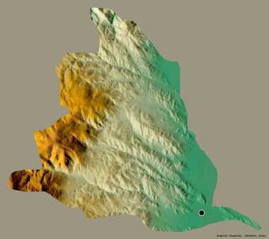 Makedonya 'nın Gevgelija belediyesi, sermayesi katı renk arkaplanına izole edilmiş durumda. Topografik yardım haritası. 3B görüntüleme