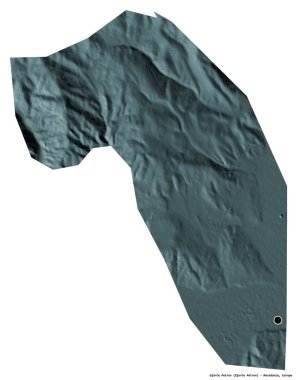 Makedonya 'nın başkenti Gjorce Petrov' un beyaz arka planda izole edilmiş şekli. Renkli yükseklik haritası. 3B görüntüleme