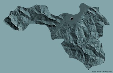 Makedonya 'nın Gostivar belediyesi, başkenti sağlam bir renk zeminine sahip. Renkli yükseklik haritası. 3B görüntüleme