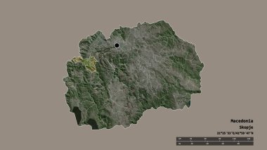 Makedonya 'nın sermayesi, ana bölgesel bölünmesi ve bölünmüş Gostivar alanıyla deforme olmuş hali. Etiketler. Uydu görüntüleri. 3B görüntüleme