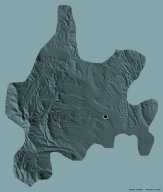 Makedonya Belediyesi Gradsko 'nun başkenti sağlam bir renk zeminine sahip. Renkli yükseklik haritası. 3B görüntüleme