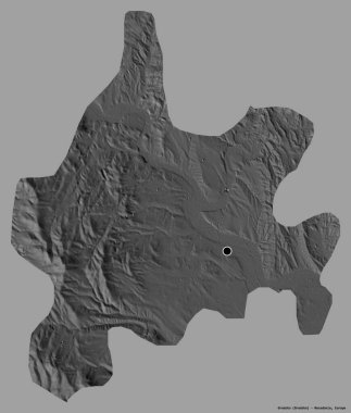 Makedonya Belediyesi Gradsko 'nun başkenti sağlam bir renk zeminine sahip. Çift seviyeli yükseklik haritası. 3B görüntüleme