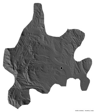 Makedonya Belediyesi Gradsko 'nun başkenti beyaz arka planda izole edilmiştir. Çift seviyeli yükseklik haritası. 3B görüntüleme