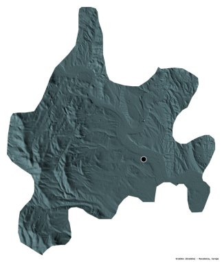 Makedonya Belediyesi Gradsko 'nun başkenti beyaz arka planda izole edilmiştir. Renkli yükseklik haritası. 3B görüntüleme