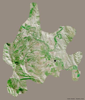 Makedonya Belediyesi Gradsko 'nun başkenti sağlam bir renk zeminine sahip. Uydu görüntüleri. 3B görüntüleme