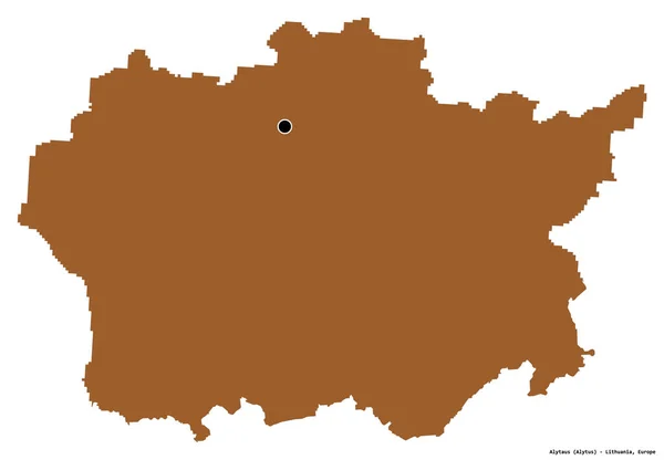 Forma Alytaus Provincia Lituania Con Capital Aislada Sobre Fondo Blanco — Foto de Stock