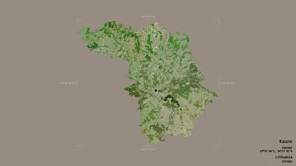 Området Kauno Litauen Isolerat Solid Bakgrund Georefererad Avgränsningsbox Etiketter Satellitbilder — Stockfoto