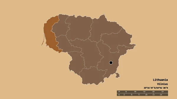 Forma Desolata Della Lituania Con Sua Capitale Principale Divisione Regionale — Foto Stock