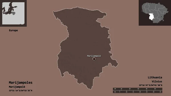 Form Von Marijampoles Kreis Litauen Und Seiner Hauptstadt Entfernungsskala Vorschau — Stockfoto