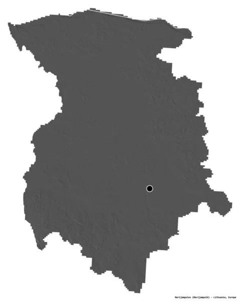 リトアニアの郡マリアンポールの形で 首都は白い背景に孤立している 標高マップ 3Dレンダリング — ストック写真