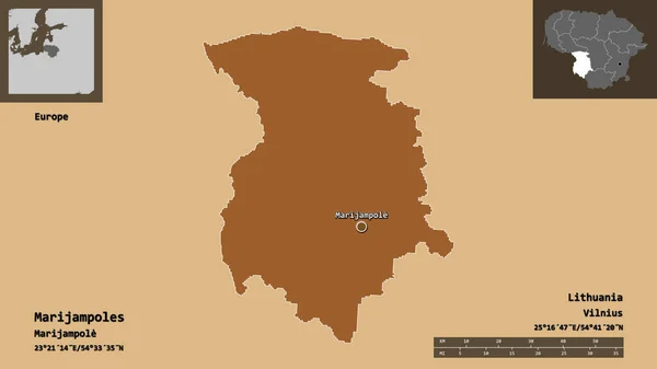 Form Von Marijampoles Kreis Litauen Und Seiner Hauptstadt Entfernungsskala Vorschau — Stockfoto