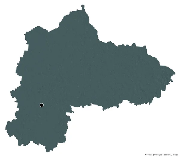 Form Panevezio Grevskapet Litauen Med Dess Huvudstad Isolerad Vit Bakgrund — Stockfoto