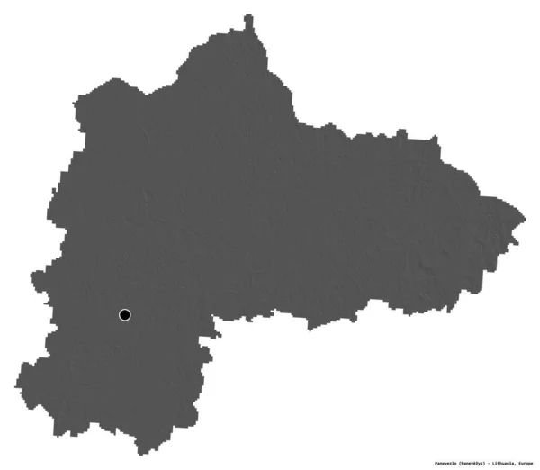 Tvar Panevezio Okres Litva Hlavním Městem Izolovaným Bílém Pozadí Mapa — Stock fotografie