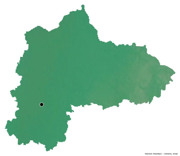 Shape Panevezio County Lithuania Its Capital Isolated White Background Topographic — Stock Photo, Image
