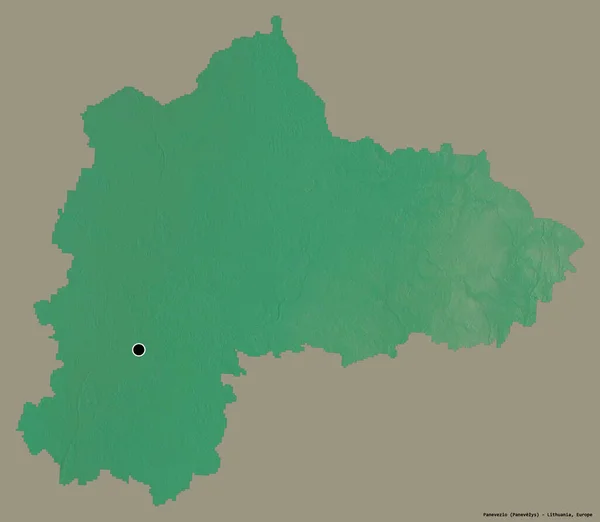 Forme Panevezio Comté Lituanie Avec Capitale Isolée Sur Fond Couleur — Photo