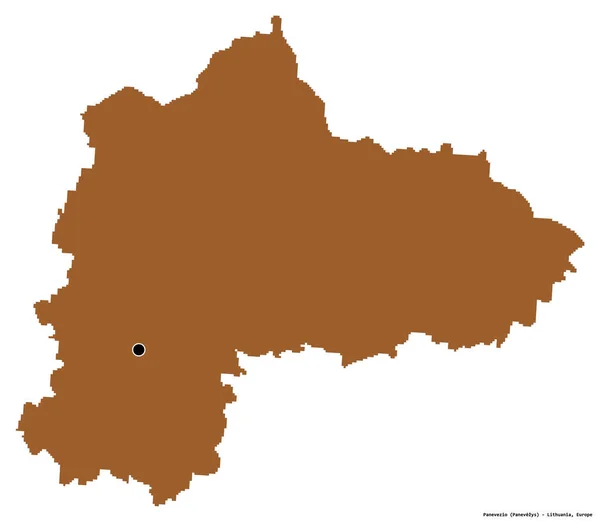 リトアニアの郡パネヴェツィオの形で その首都は白い背景に孤立しています パターン化されたテクスチャの構成 3Dレンダリング — ストック写真