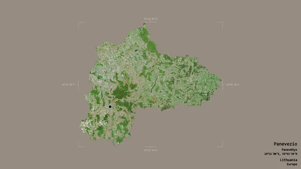 Area Panevezio County Lithuania Isolated Solid Background Georeferenced Bounding Box — Stock Photo, Image