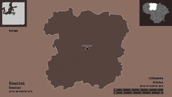 Form Siauliai Grevskapet Litauen Och Dess Huvudstad Avståndsskala Förhandsvisningar Och — Stockfoto