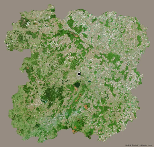 立陶宛Siauliai县的形状 其首都以纯色背景隔离 卫星图像 3D渲染 — 图库照片